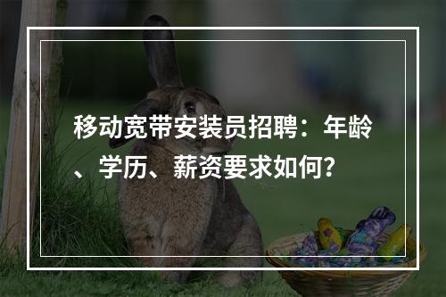 移动宽带安装员招聘：年龄、学历、薪资要求如何？
