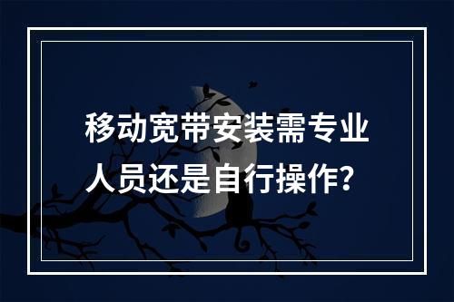 移动宽带安装需专业人员还是自行操作？