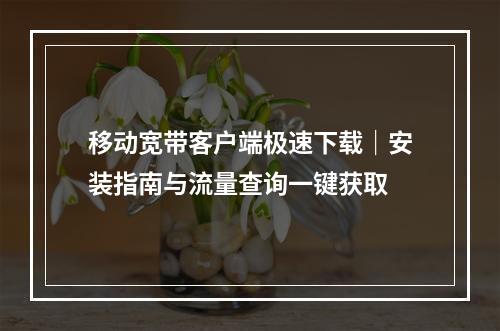 移动宽带客户端极速下载｜安装指南与流量查询一键获取