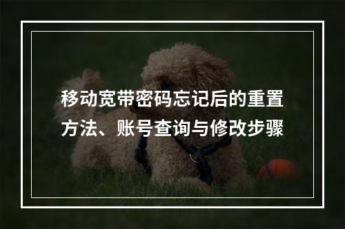 移动宽带密码忘记后的重置方法、账号查询与修改步骤
