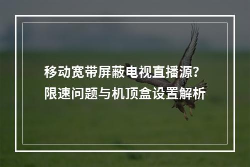 移动宽带屏蔽电视直播源？限速问题与机顶盒设置解析