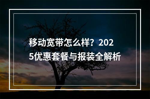 移动宽带怎么样？2025优惠套餐与报装全解析