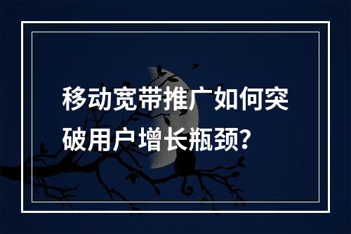 移动宽带推广如何突破用户增长瓶颈？