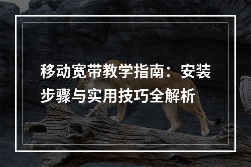 移动宽带教学指南：安装步骤与实用技巧全解析