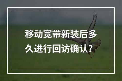 移动宽带新装后多久进行回访确认？