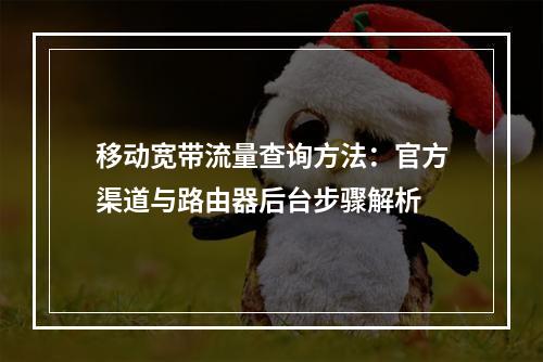 移动宽带流量查询方法：官方渠道与路由器后台步骤解析
