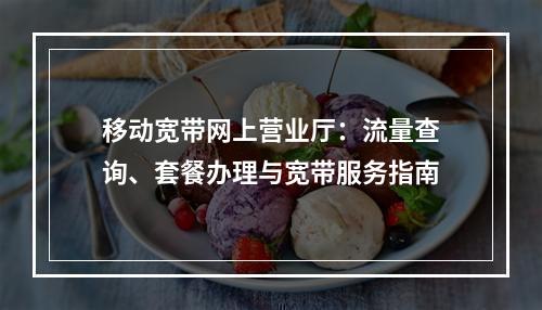 移动宽带网上营业厅：流量查询、套餐办理与宽带服务指南