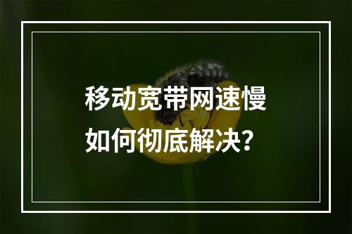 移动宽带网速慢如何彻底解决？
