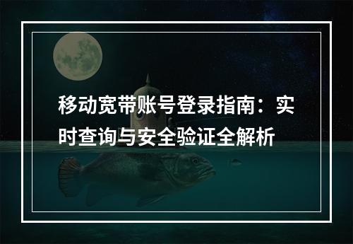 移动宽带账号登录指南：实时查询与安全验证全解析
