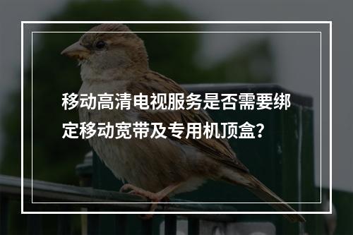 移动高清电视服务是否需要绑定移动宽带及专用机顶盒？
