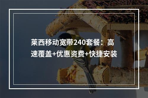 莱西移动宽带240套餐：高速覆盖+优惠资费+快捷安装
