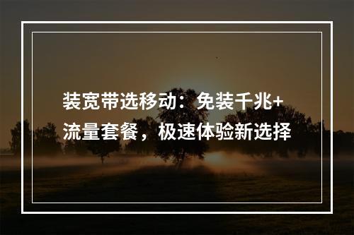 装宽带选移动：免装千兆+流量套餐，极速体验新选择
