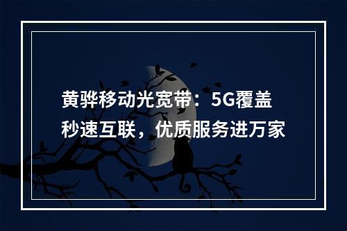 黄骅移动光宽带：5G覆盖秒速互联，优质服务进万家