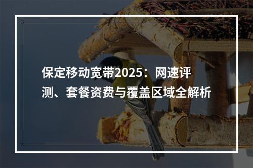 保定移动宽带2025：网速评测、套餐资费与覆盖区域全解析