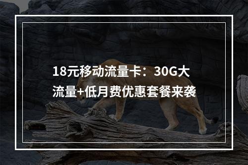 18元移动流量卡：30G大流量+低月费优惠套餐来袭