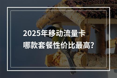 2025年移动流量卡哪款套餐性价比最高？