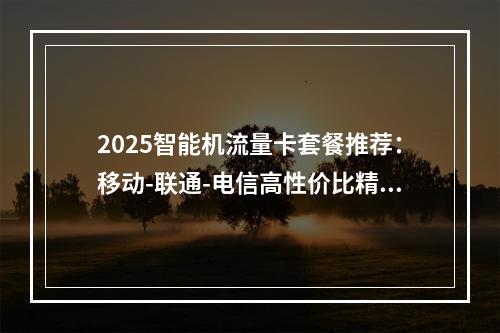 2025智能机流量卡套餐推荐：移动-联通-电信高性价比精选