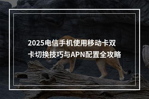 2025电信手机使用移动卡双卡切换技巧与APN配置全攻略