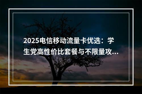 2025电信移动流量卡优选：学生党高性价比套餐与不限量攻略