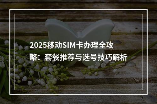 2025移动SIM卡办理全攻略：套餐推荐与选号技巧解析