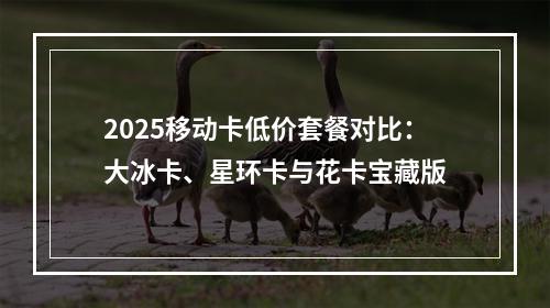 2025移动卡低价套餐对比：大冰卡、星环卡与花卡宝藏版