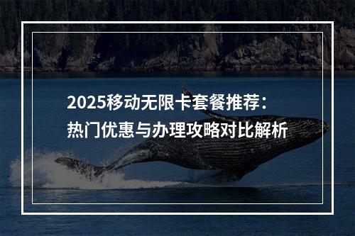 2025移动无限卡套餐推荐：热门优惠与办理攻略对比解析