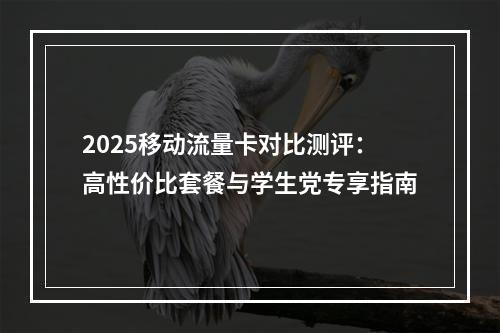 2025移动流量卡对比测评：高性价比套餐与学生党专享指南