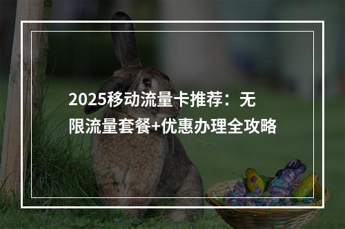 2025移动流量卡推荐：无限流量套餐+优惠办理全攻略