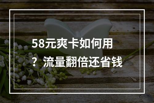 58元爽卡如何用？流量翻倍还省钱