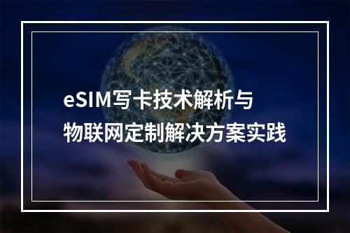 eSIM写卡技术解析与物联网定制解决方案实践
