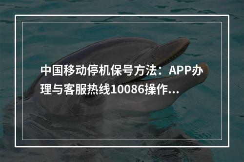 中国移动停机保号方法：APP办理与客服热线10086操作流程