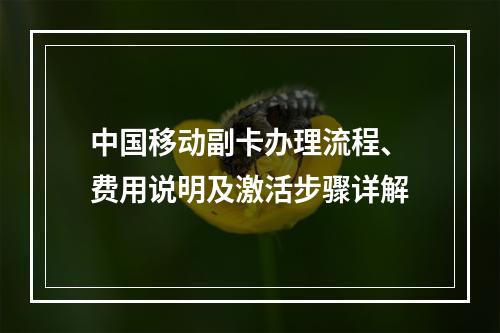 中国移动副卡办理流程、费用说明及激活步骤详解