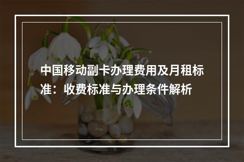 中国移动副卡办理费用及月租标准：收费标准与办理条件解析
