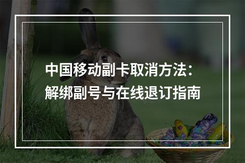中国移动副卡取消方法：解绑副号与在线退订指南