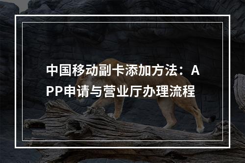 中国移动副卡添加方法：APP申请与营业厅办理流程