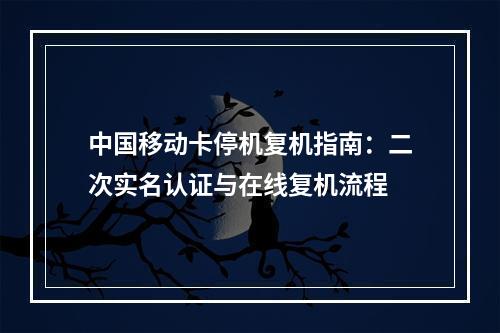 中国移动卡停机复机指南：二次实名认证与在线复机流程