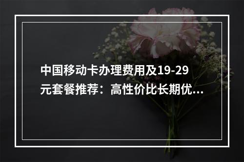 中国移动卡办理费用及19-29元套餐推荐：高性价比长期优惠
