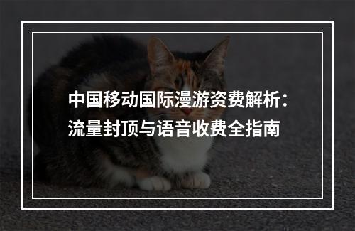 中国移动国际漫游资费解析：流量封顶与语音收费全指南