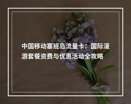 中国移动塞班岛流量卡：国际漫游套餐资费与优惠活动全攻略