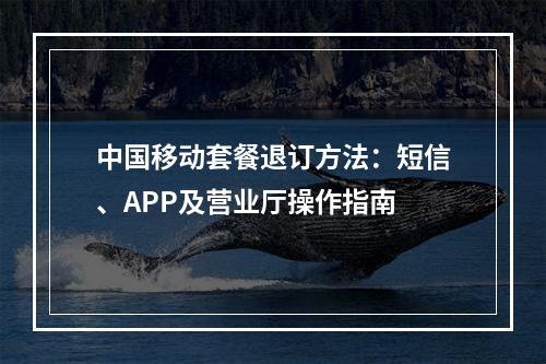 中国移动套餐退订方法：短信、APP及营业厅操作指南