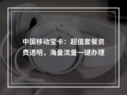 中国移动宝卡：超值套餐资费透明，海量流量一键办理