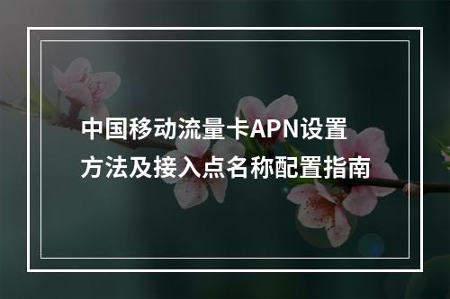 中国移动流量卡APN设置方法及接入点名称配置指南