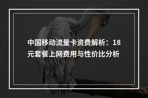 中国移动流量卡资费解析：18元套餐上网费用与性价比分析