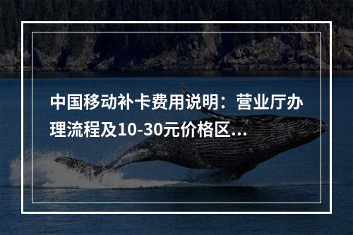中国移动补卡费用说明：营业厅办理流程及10-30元价格区间