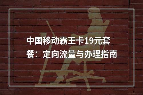 中国移动霸王卡19元套餐：定向流量与办理指南