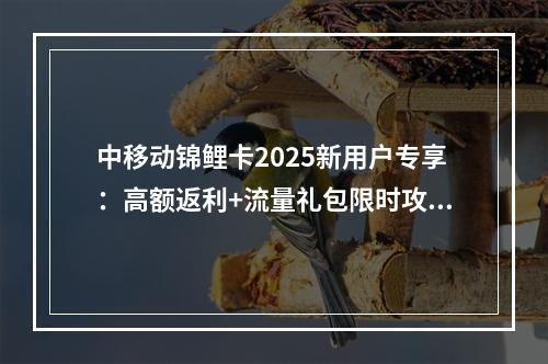 中移动锦鲤卡2025新用户专享：高额返利+流量礼包限时攻略