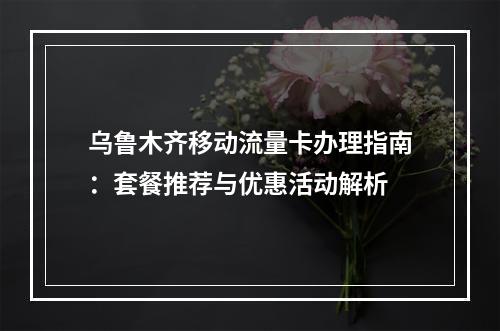 乌鲁木齐移动流量卡办理指南：套餐推荐与优惠活动解析