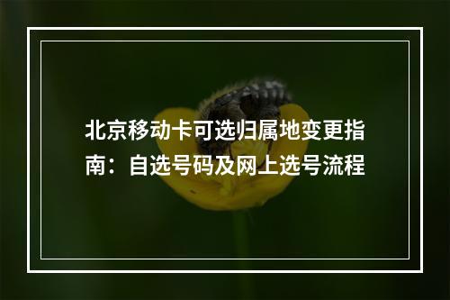 北京移动卡可选归属地变更指南：自选号码及网上选号流程