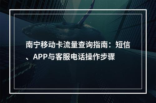 南宁移动卡流量查询指南：短信、APP与客服电话操作步骤
