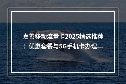 嘉善移动流量卡2025精选推荐：优惠套餐与5G手机卡办理指南